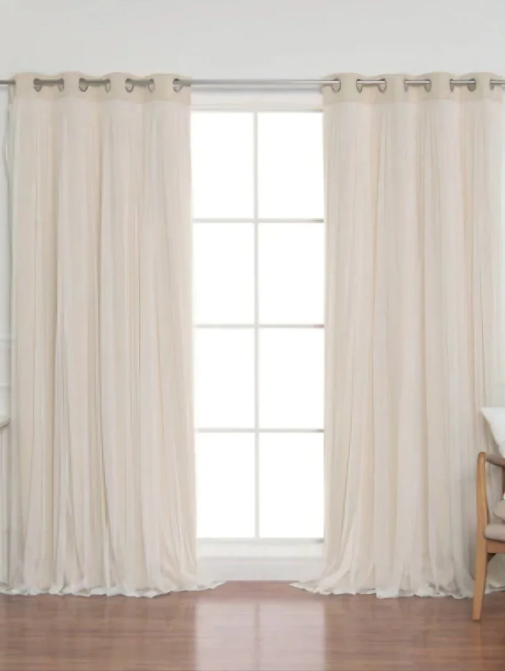 Blackout Grommet Curtains - Marry Me Beige with Beige Tulle 2-panel Package